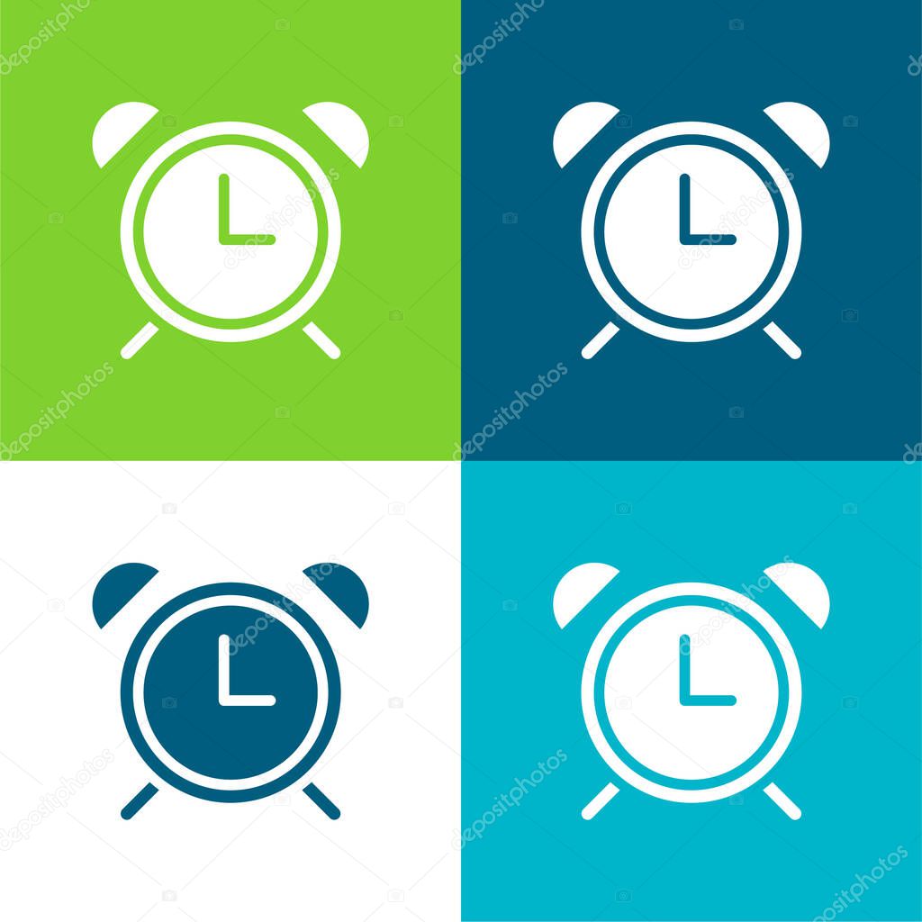 Alarm Clock Flat four color minimal icon set