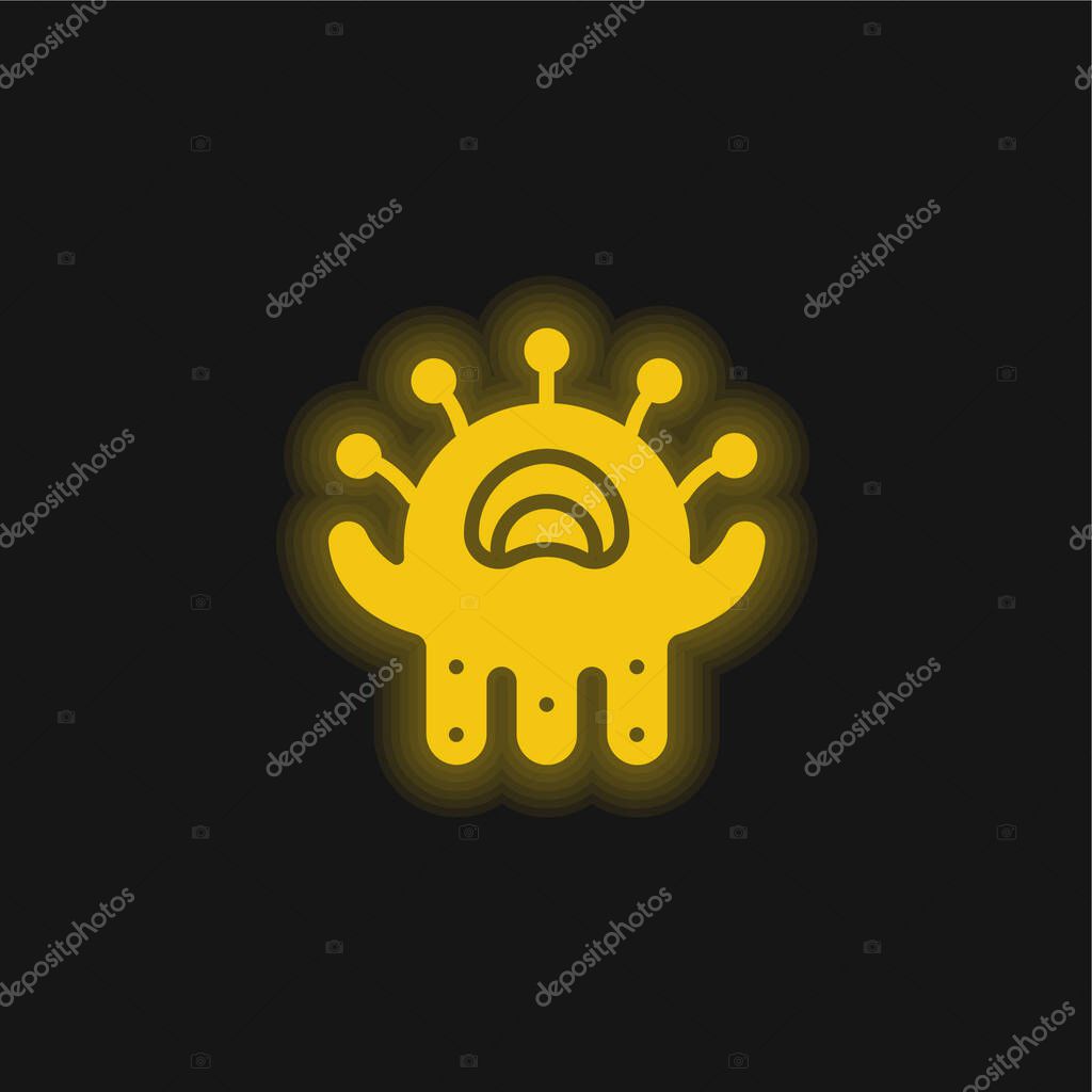 Alien yellow glowing neon icon