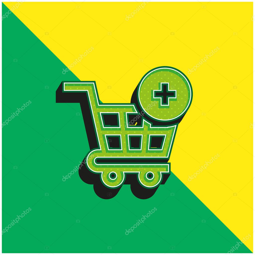 Add To Cart Green and yellow modern 3d vector icon logo