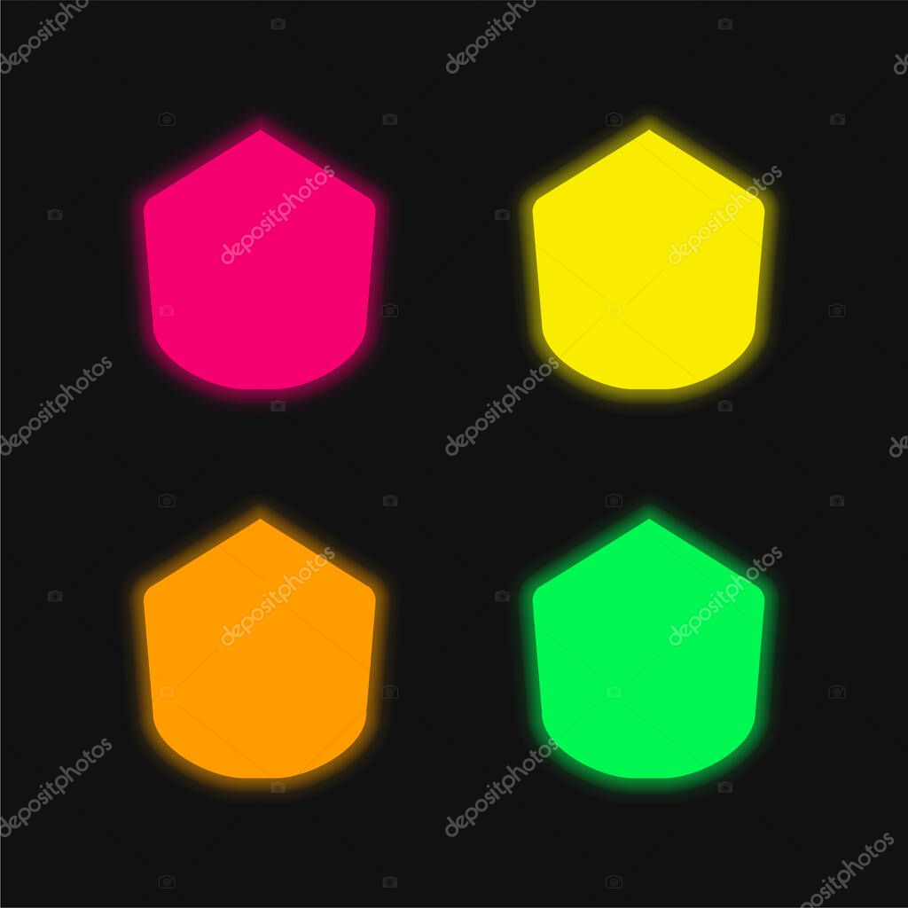 Black Polygonal Shape four color glowing neon vector icon