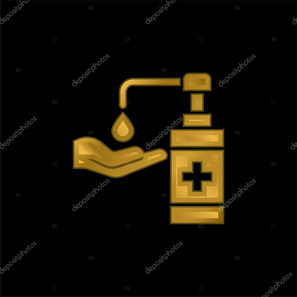 Antibacterial Gel gold plated metalic icon or logo vector