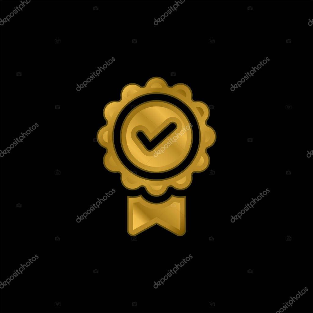 Badge gold plated metalic icon or logo vector