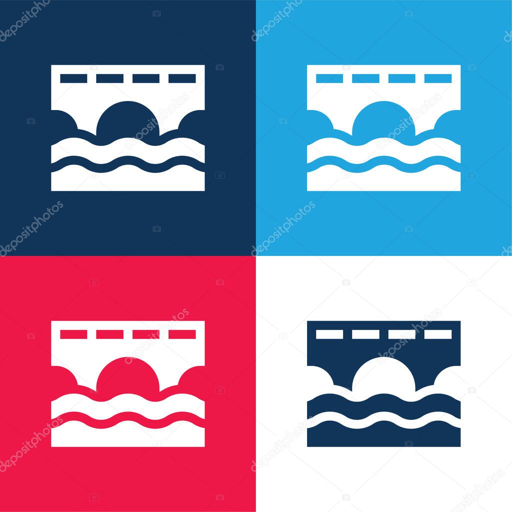 Bridge blue and red four color minimal icon set