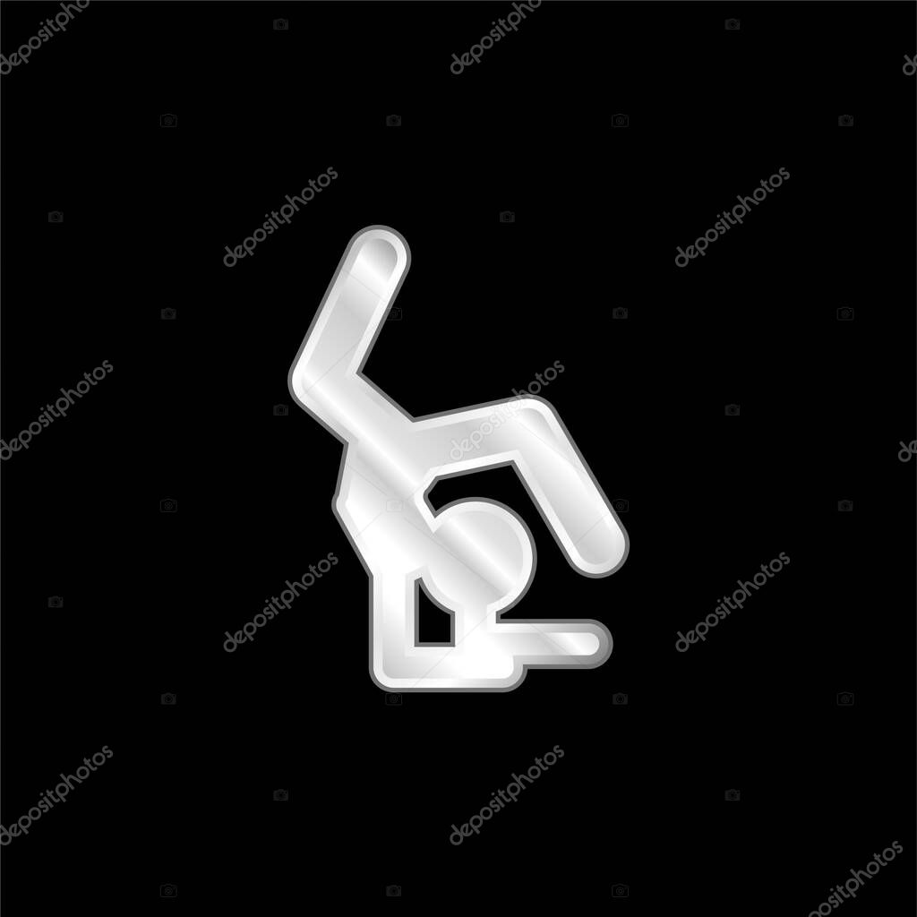Artistic Gymnast Silhouette silver plated metallic icon