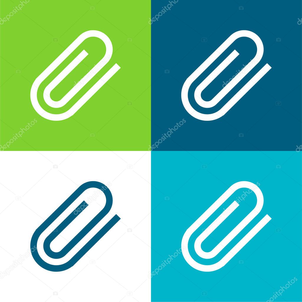 Attach Paperclip Symbol Flat four color minimal icon set