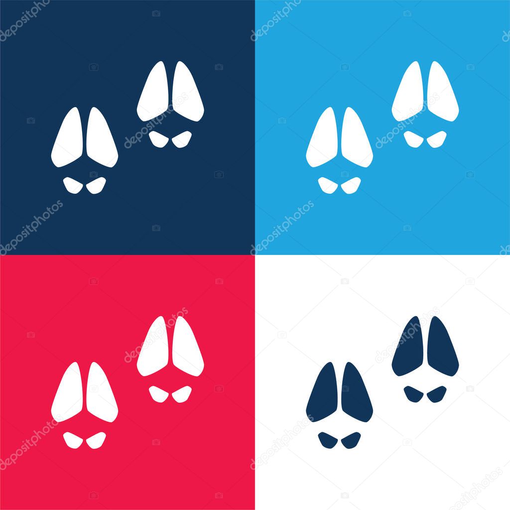 Animal Footprints blue and red four color minimal icon set