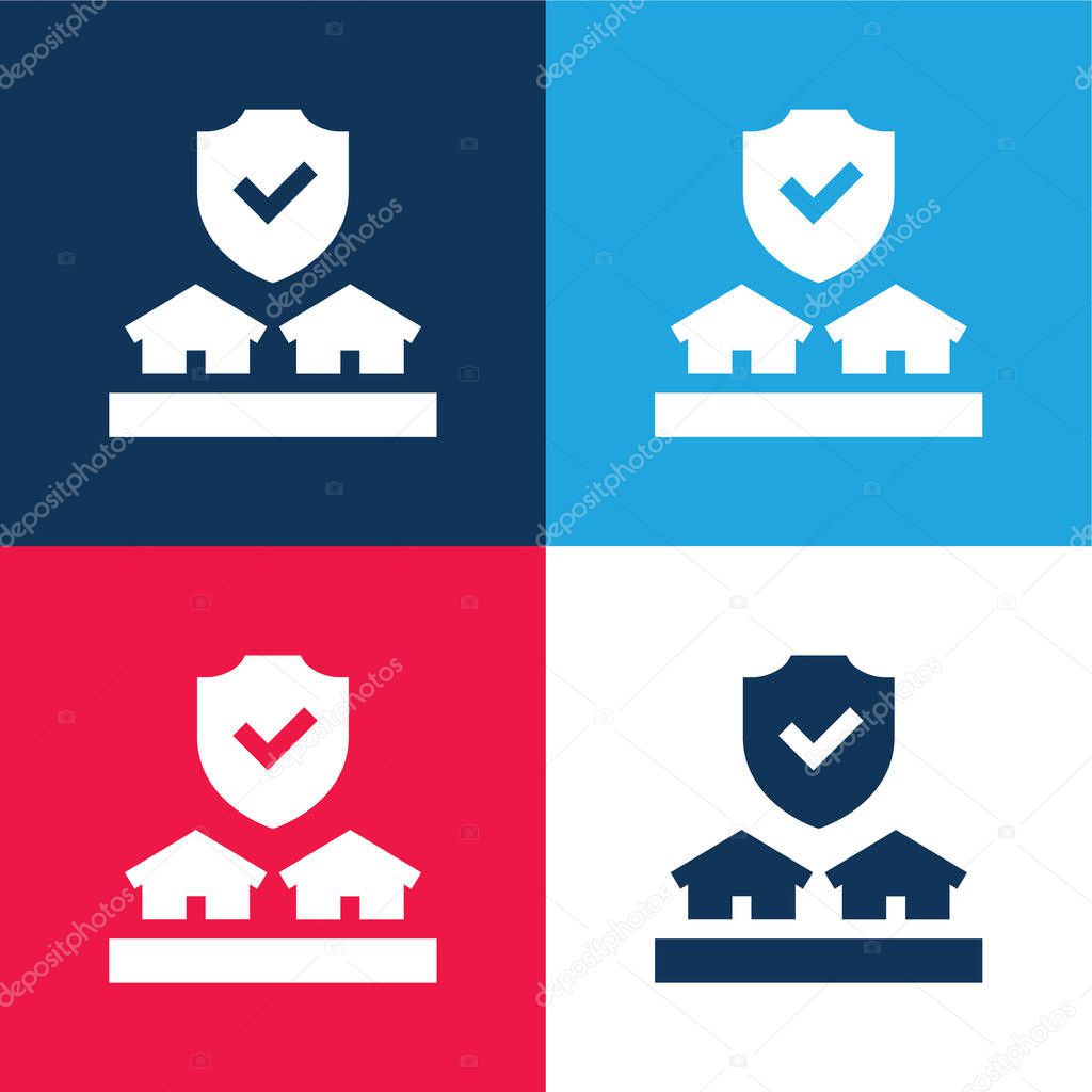 Auction blue and red four color minimal icon set