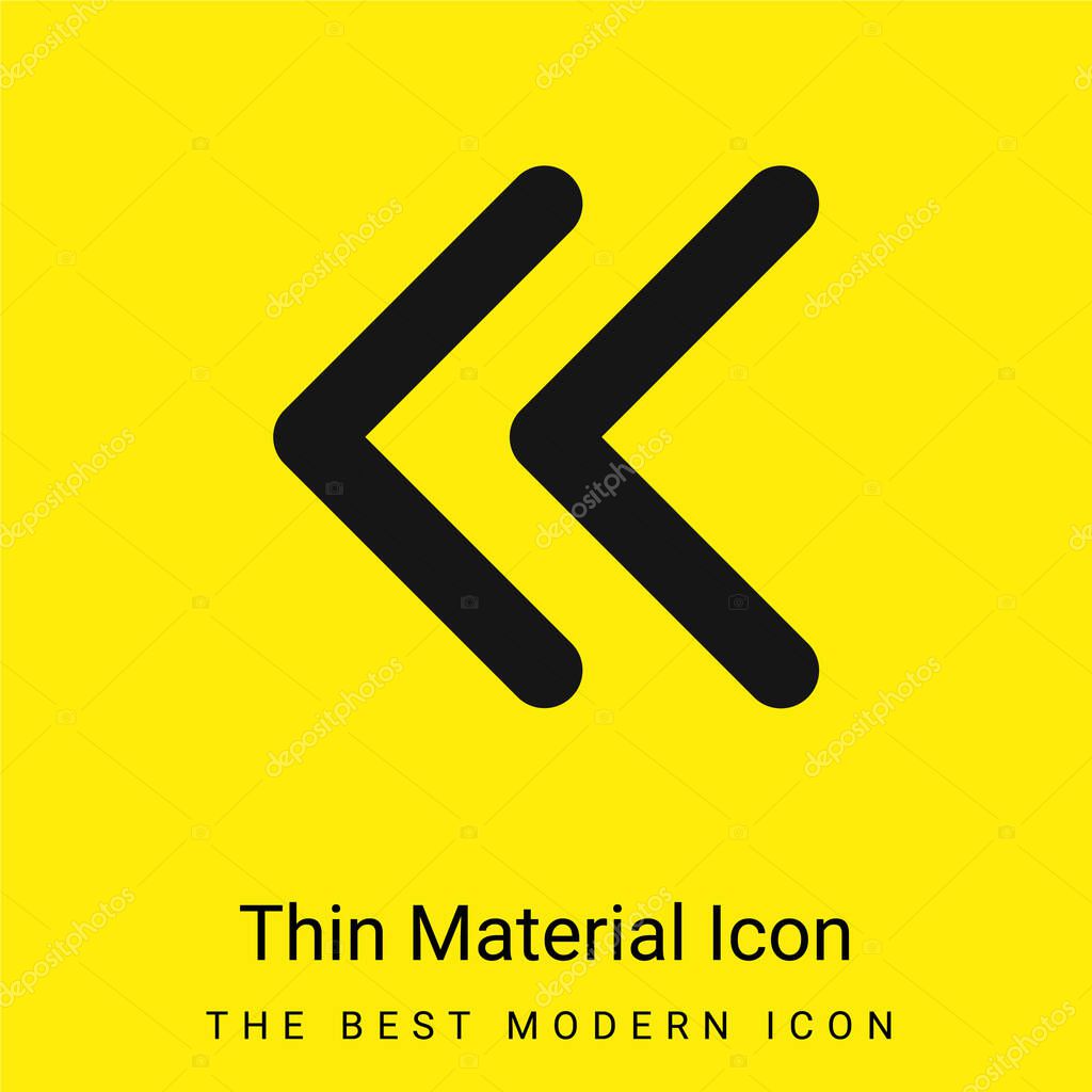 Arrowheads Of Thin Outline To The Left minimal bright yellow material icon