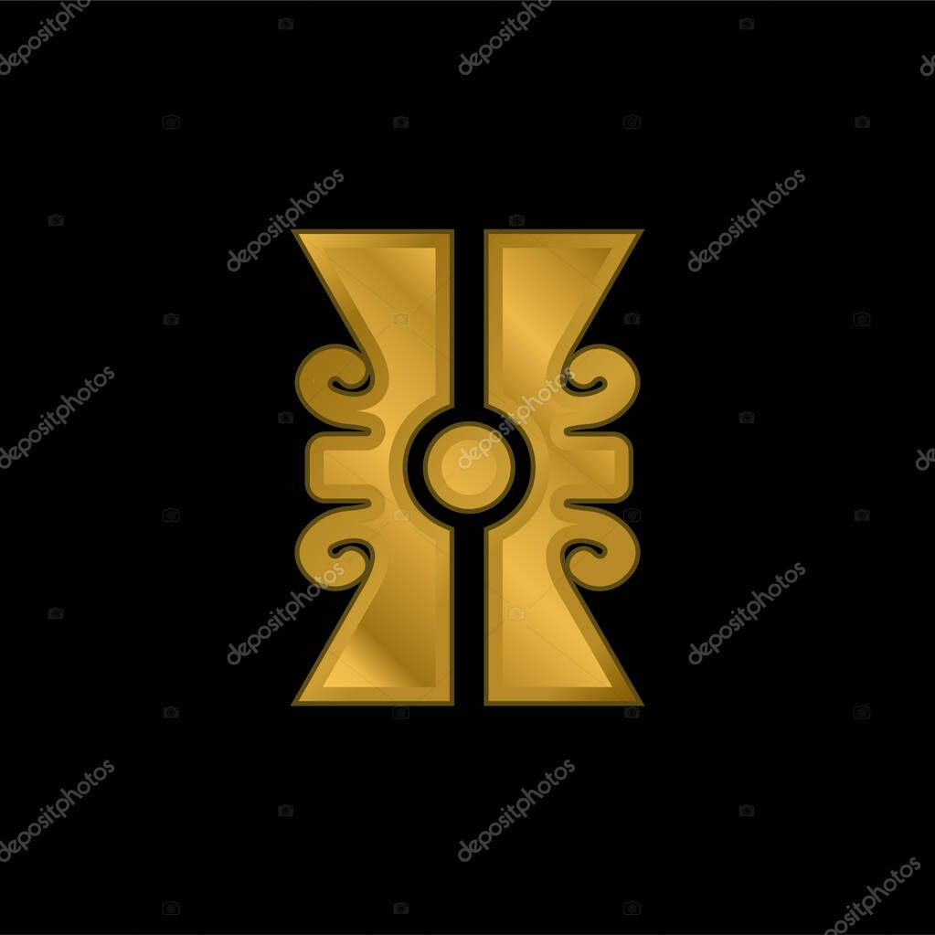 Artisanal Stone Of Mexico gold plated metalic icon or logo vector