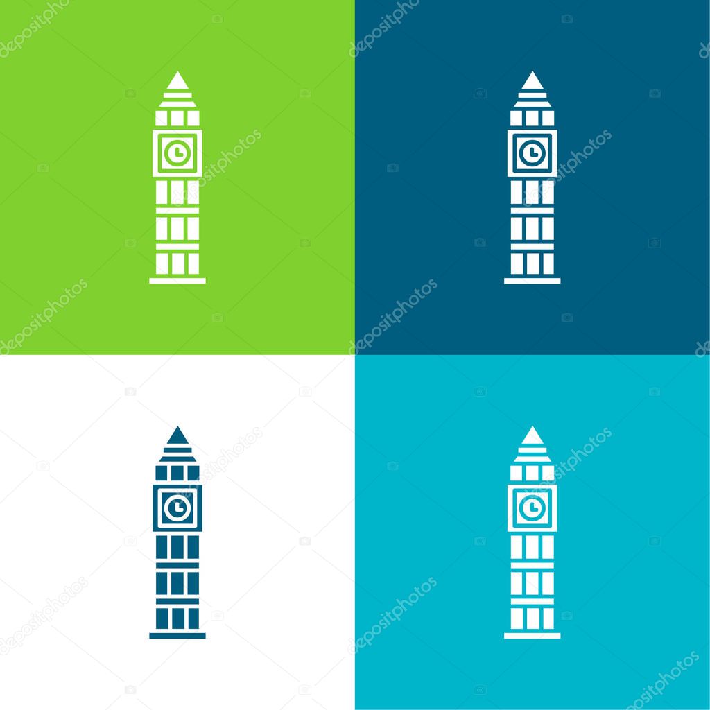 Big Ben Flat four color minimal icon set