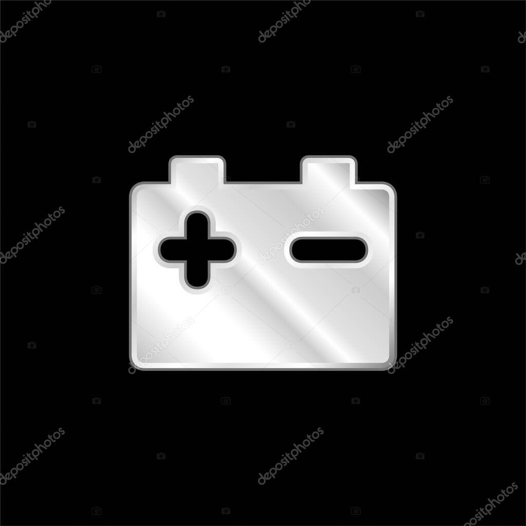 Battery silver plated metallic icon