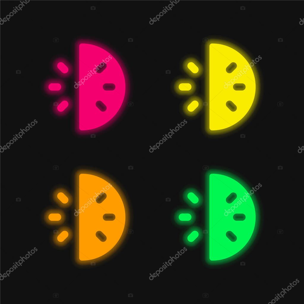 30 Minutes four color glowing neon vector icon