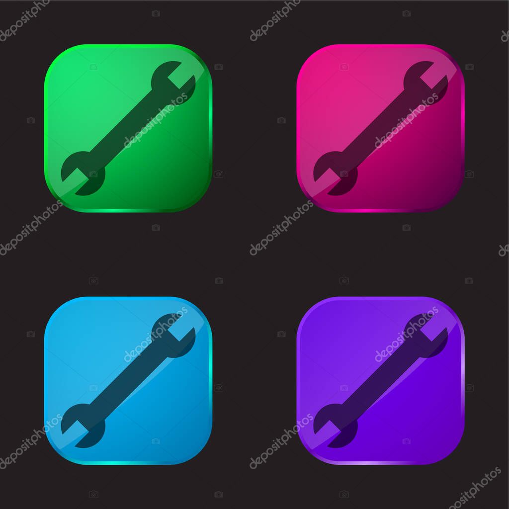 Adjustable Wrench four color glass button icon