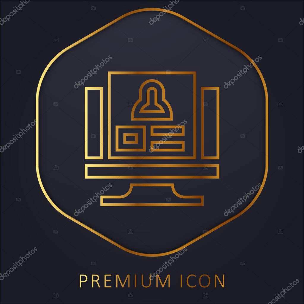 Background Check golden line premium logo or icon