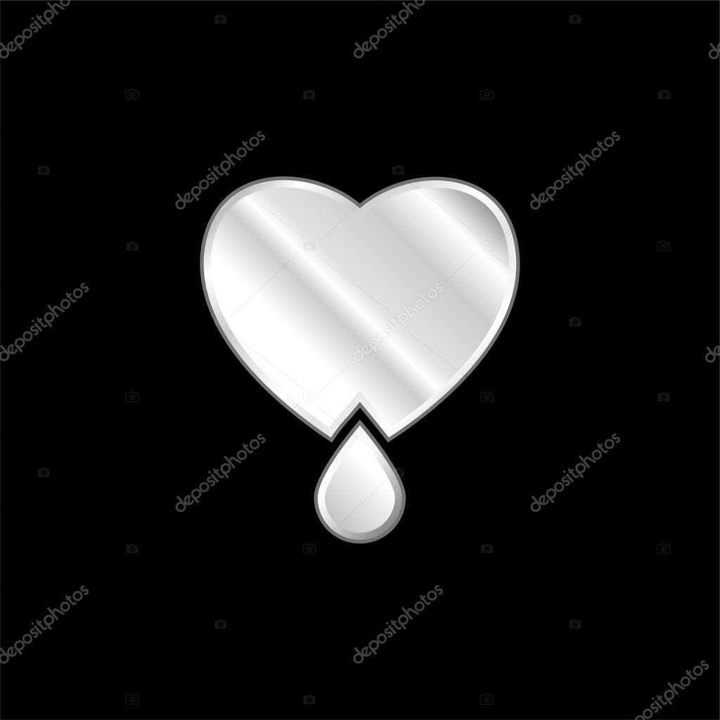 Bleeding Heart silver plated metallic icon