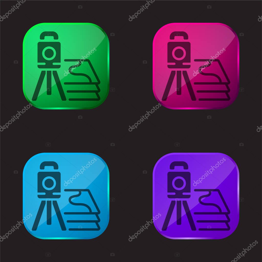 3d Scanner four color glass button icon