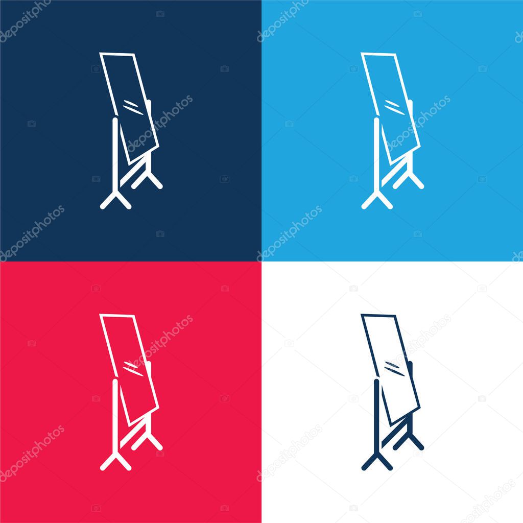 Bedroom Mirror blue and red four color minimal icon set