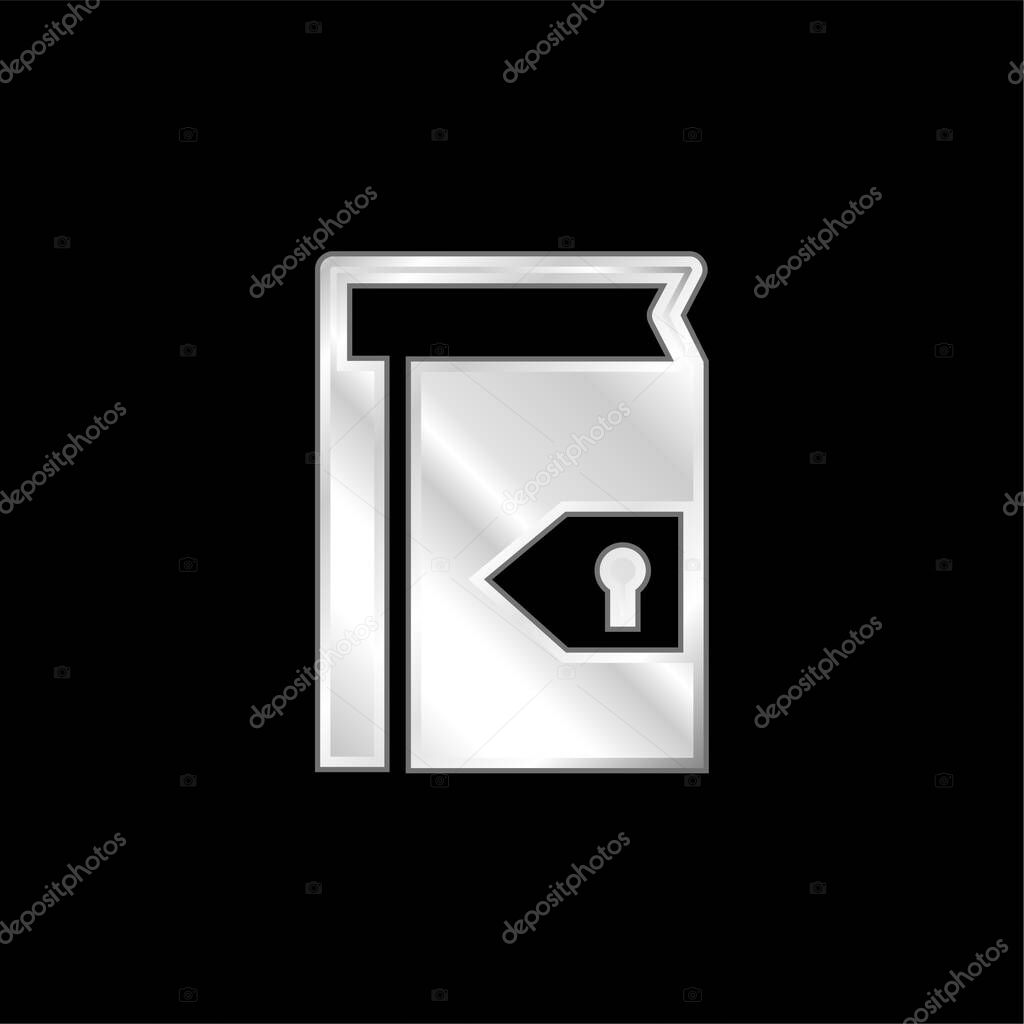 Book With Keyhole For Security silver plated metallic icon