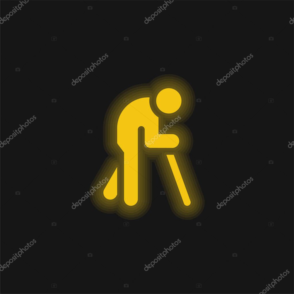 Blind yellow glowing neon icon