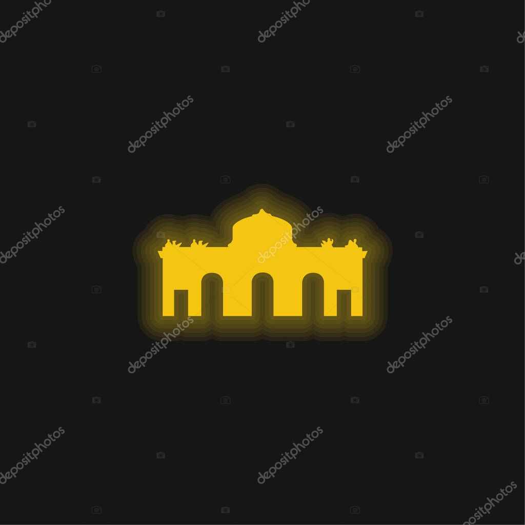 Alcala Gate Spain yellow glowing neon icon