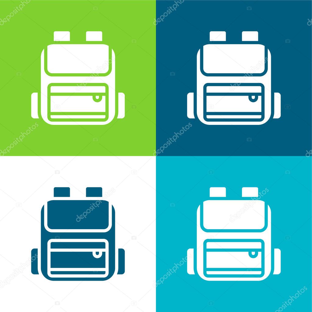 Backpack Flat four color minimal icon set