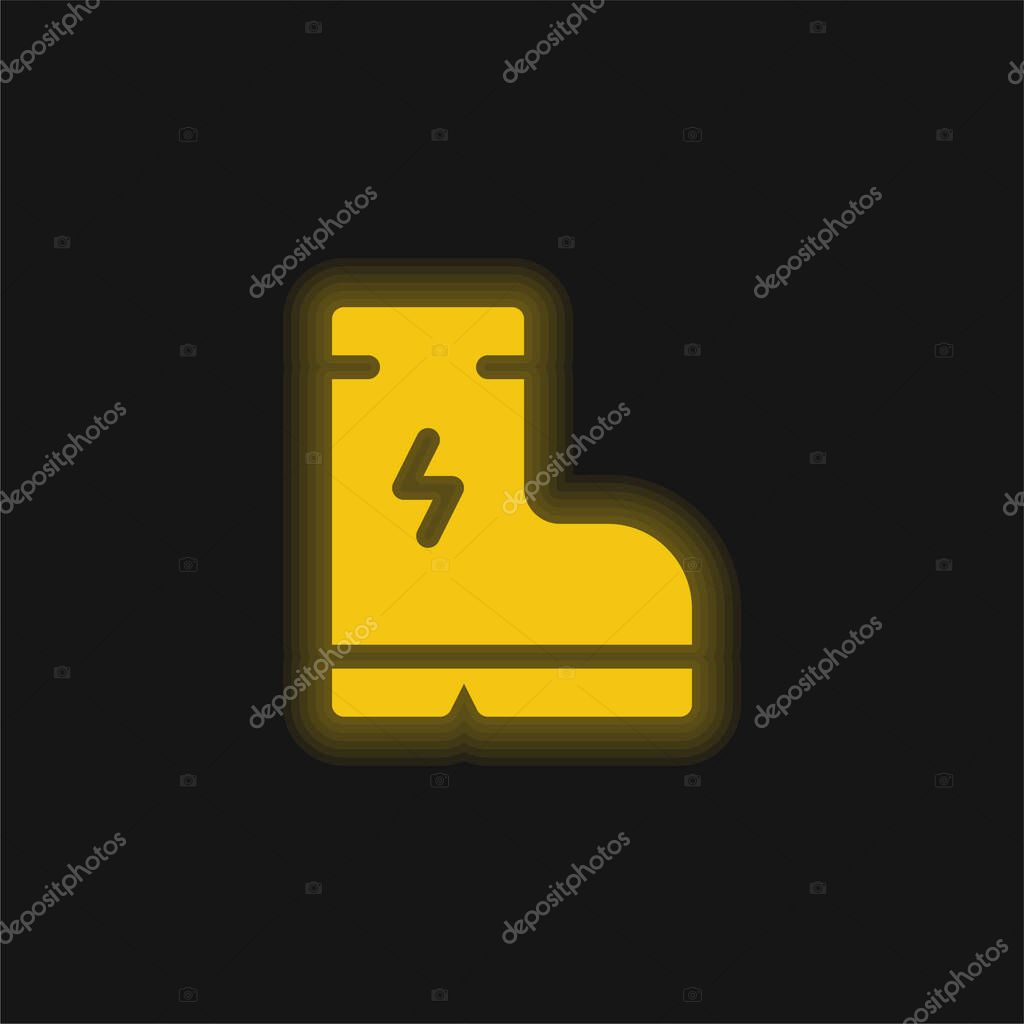 Boot yellow glowing neon icon