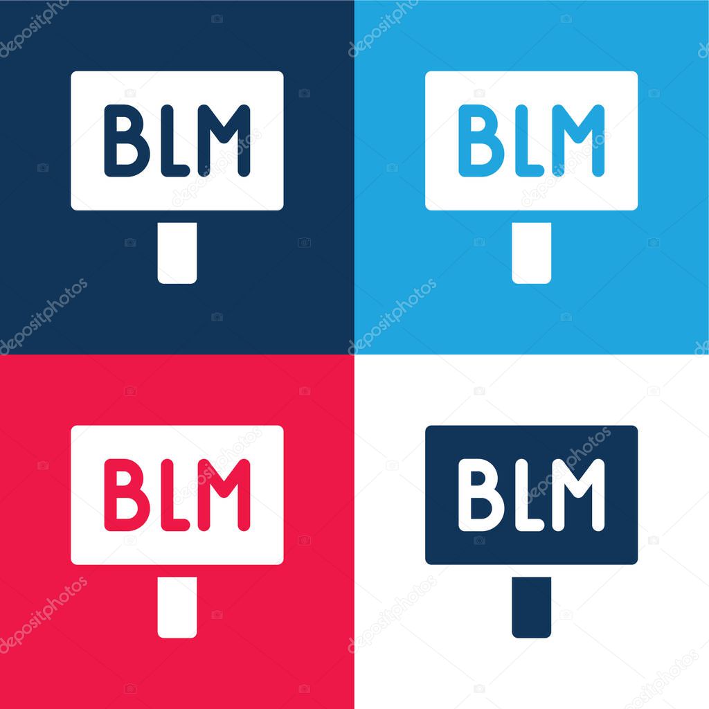 Black Lives Matter blue and red four color minimal icon set