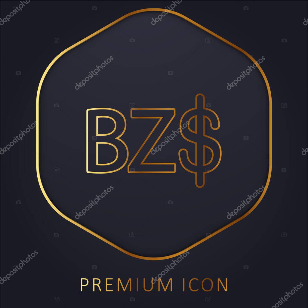 Belize Dollar Symbol golden line premium logo or icon