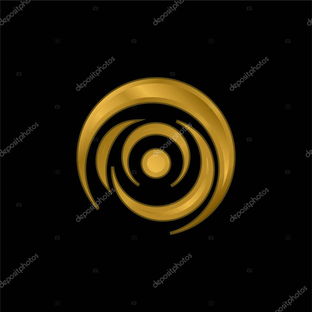 Black Hole gold plated metalic icon or logo vector