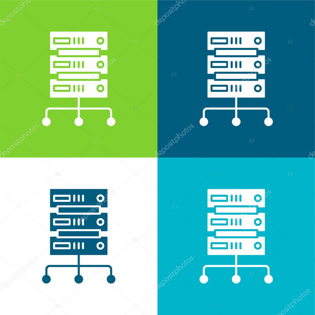 Big Data Flat four color minimal icon set