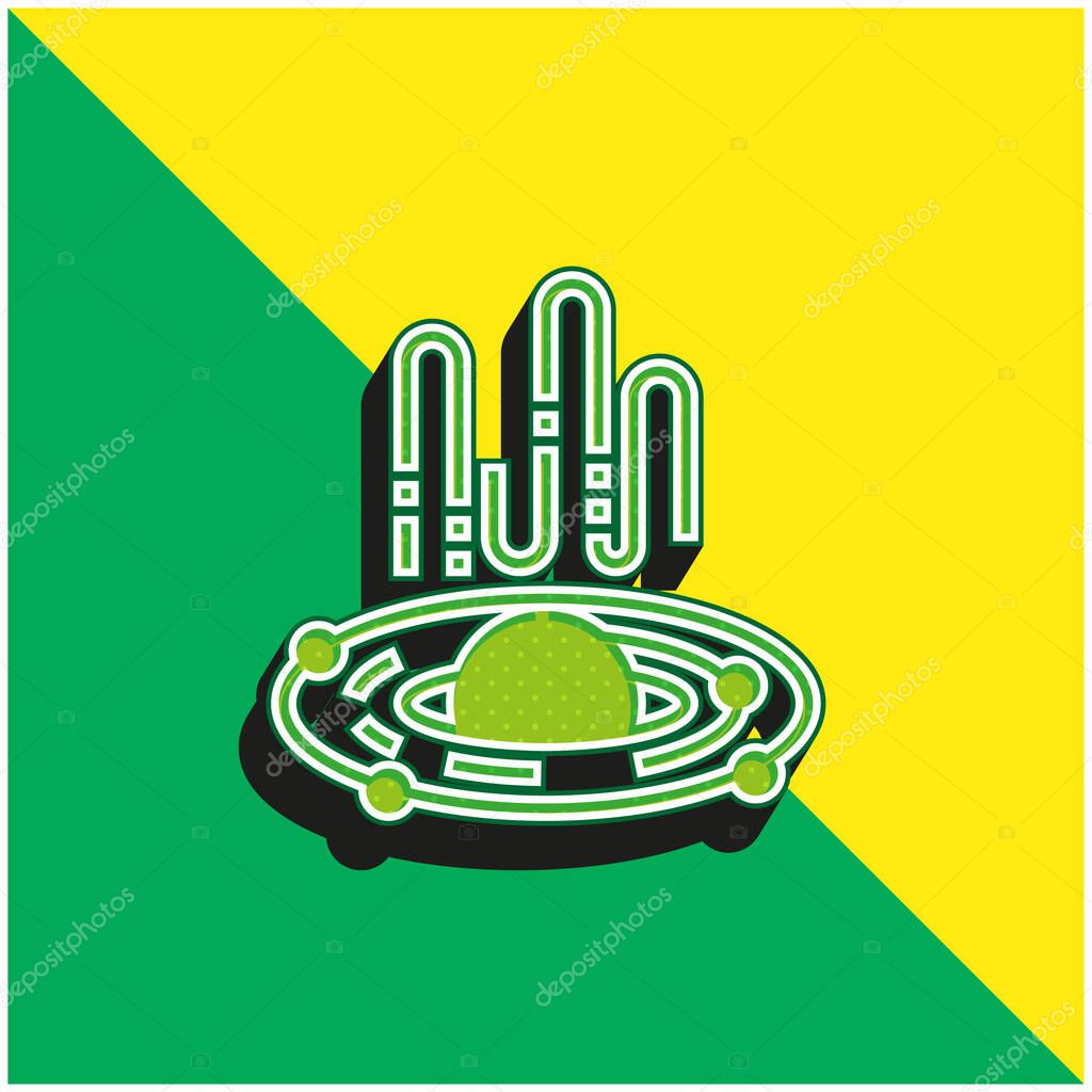 Black Hole Green and yellow modern 3d vector icon logo