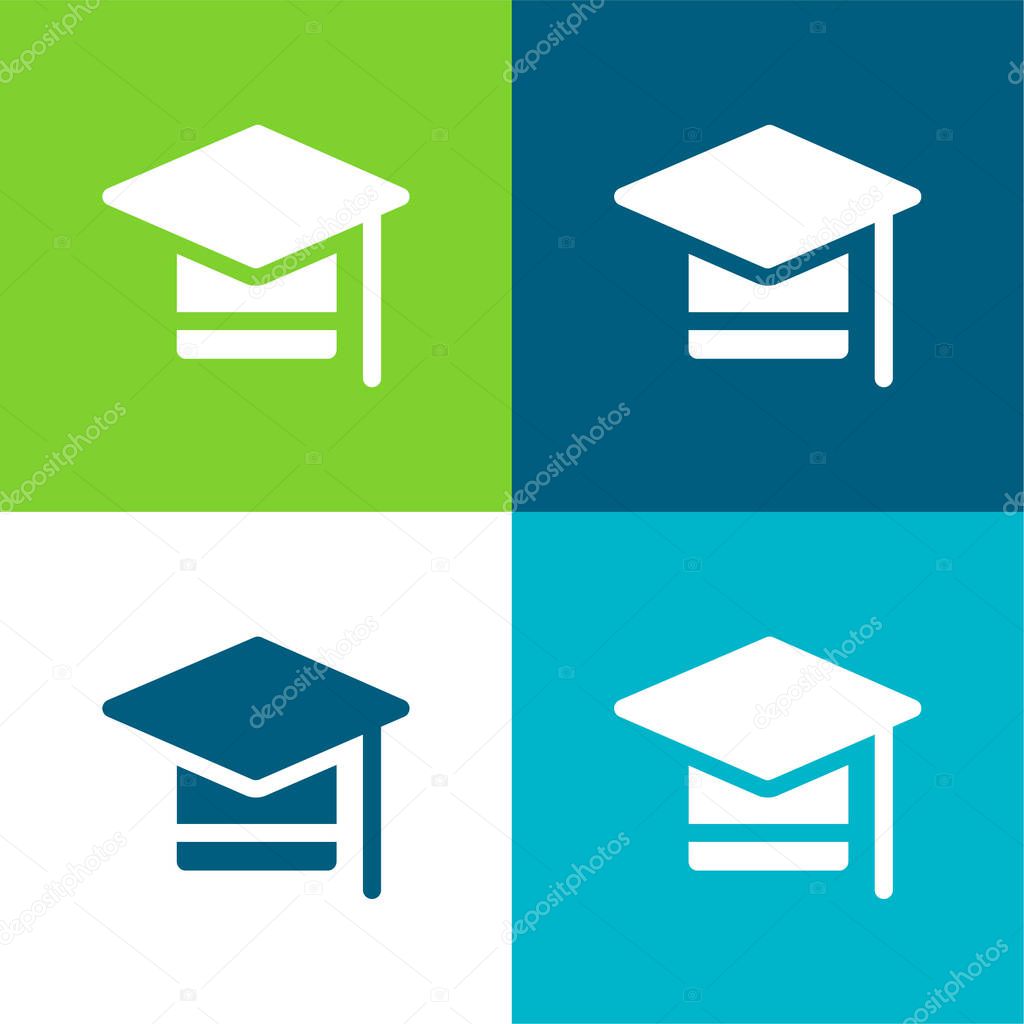 Bachelors Degree Flat four color minimal icon set