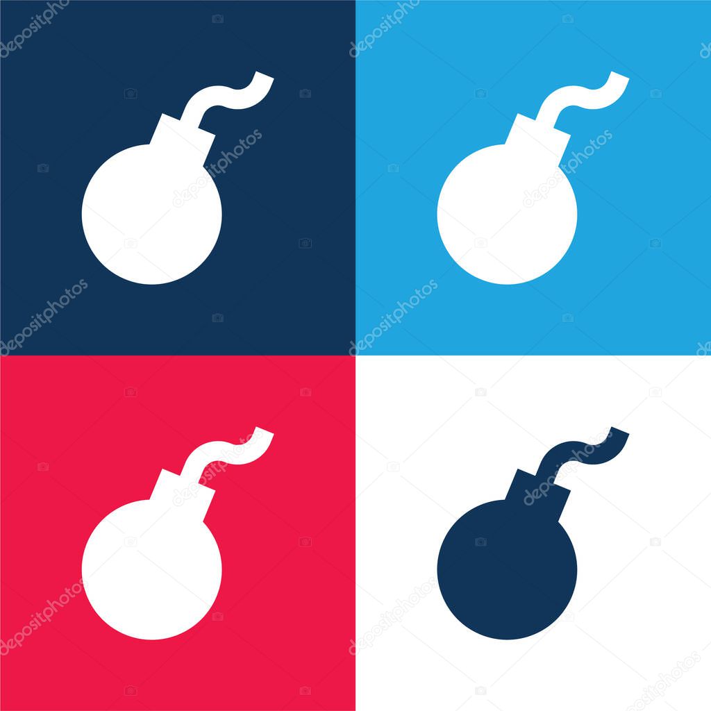 Bomb blue and red four color minimal icon set