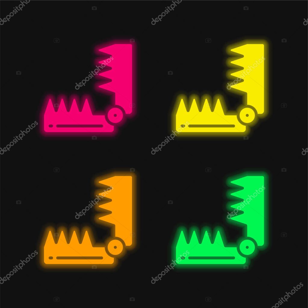 Bear Trap four color glowing neon vector icon