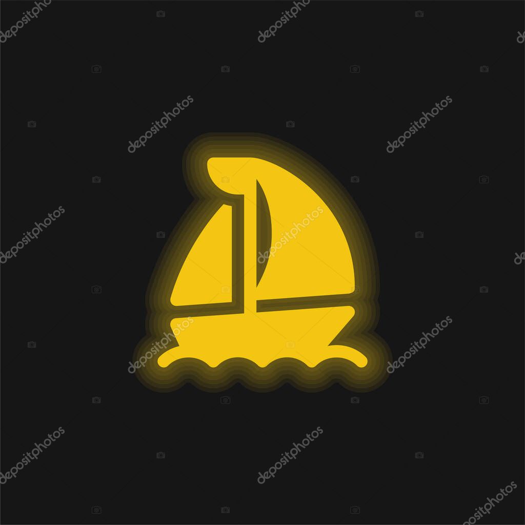 Boat yellow glowing neon icon