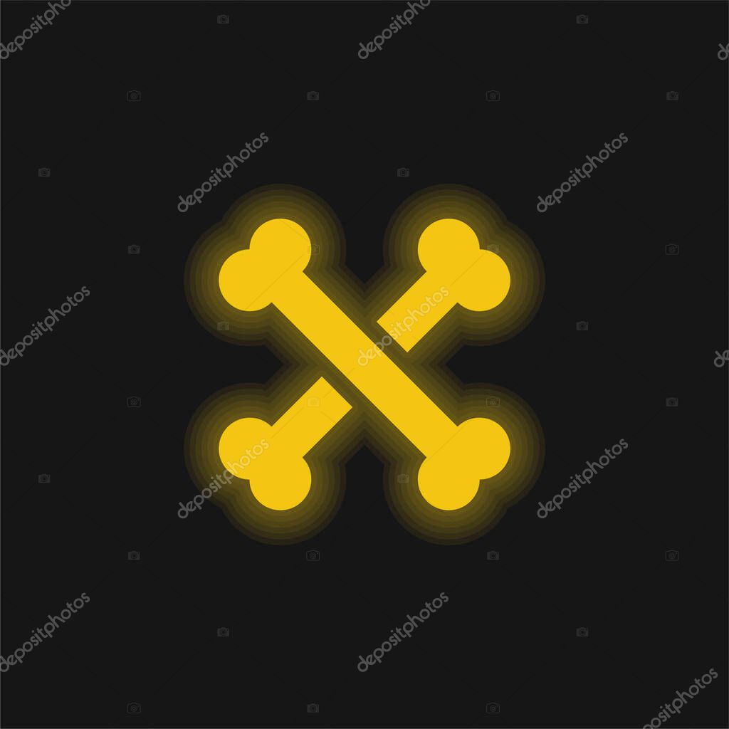 Bones yellow glowing neon icon