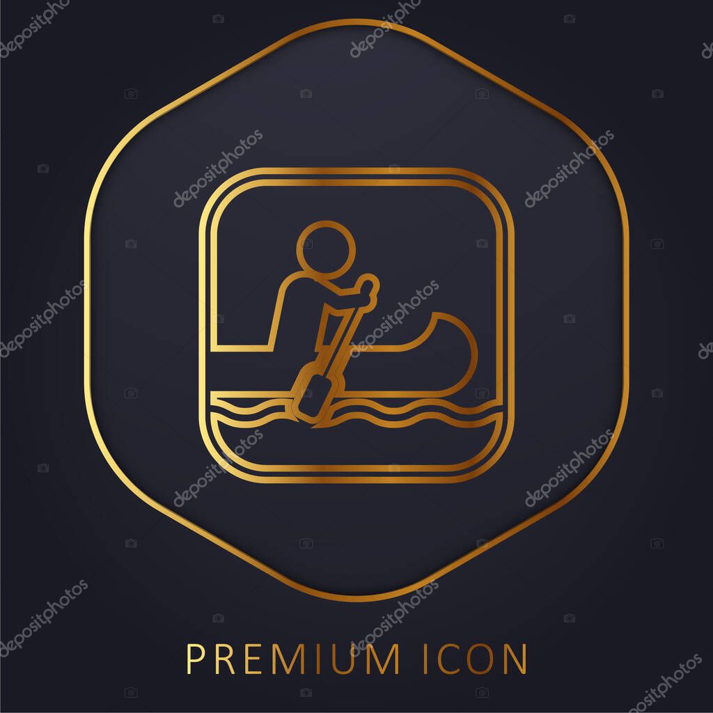 Segno di canottaggio linea dorata logo premium o icona