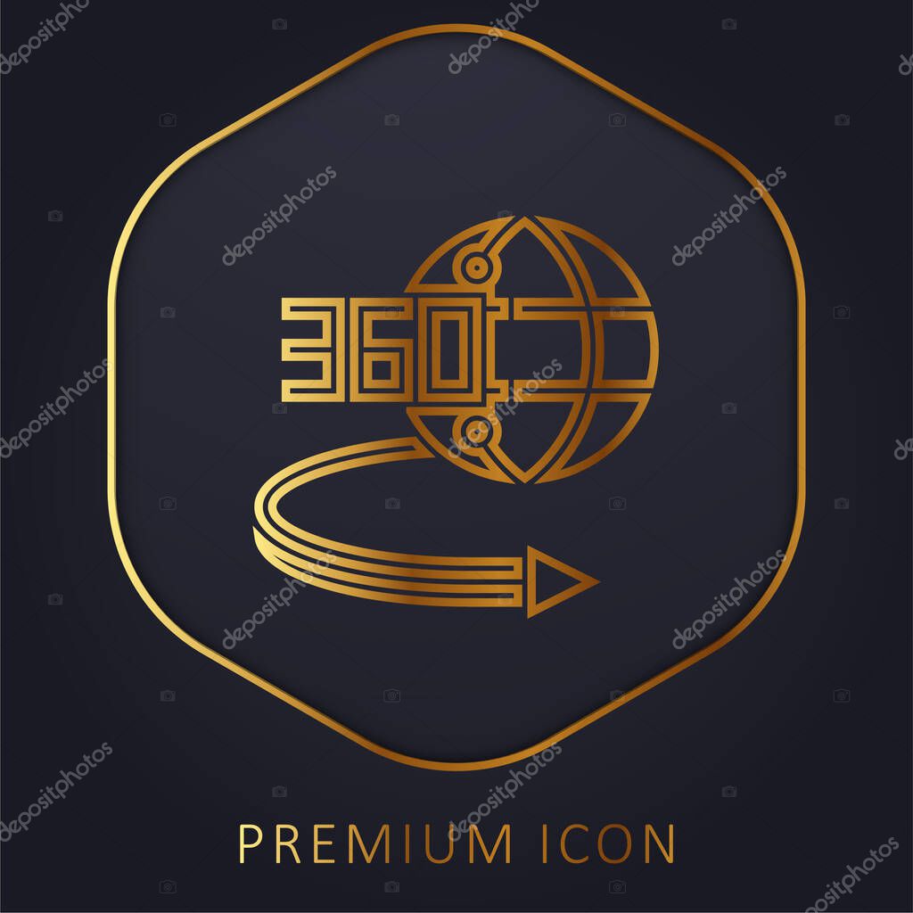 360 Degree golden line premium logo or icon