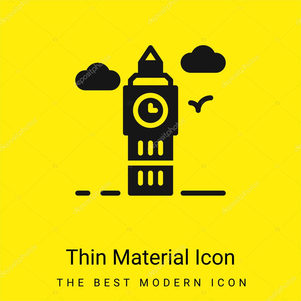 Big Ben minimal bright yellow material icon