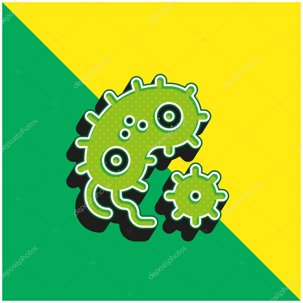 Bacteria Green and yellow modern 3d vector icon logo