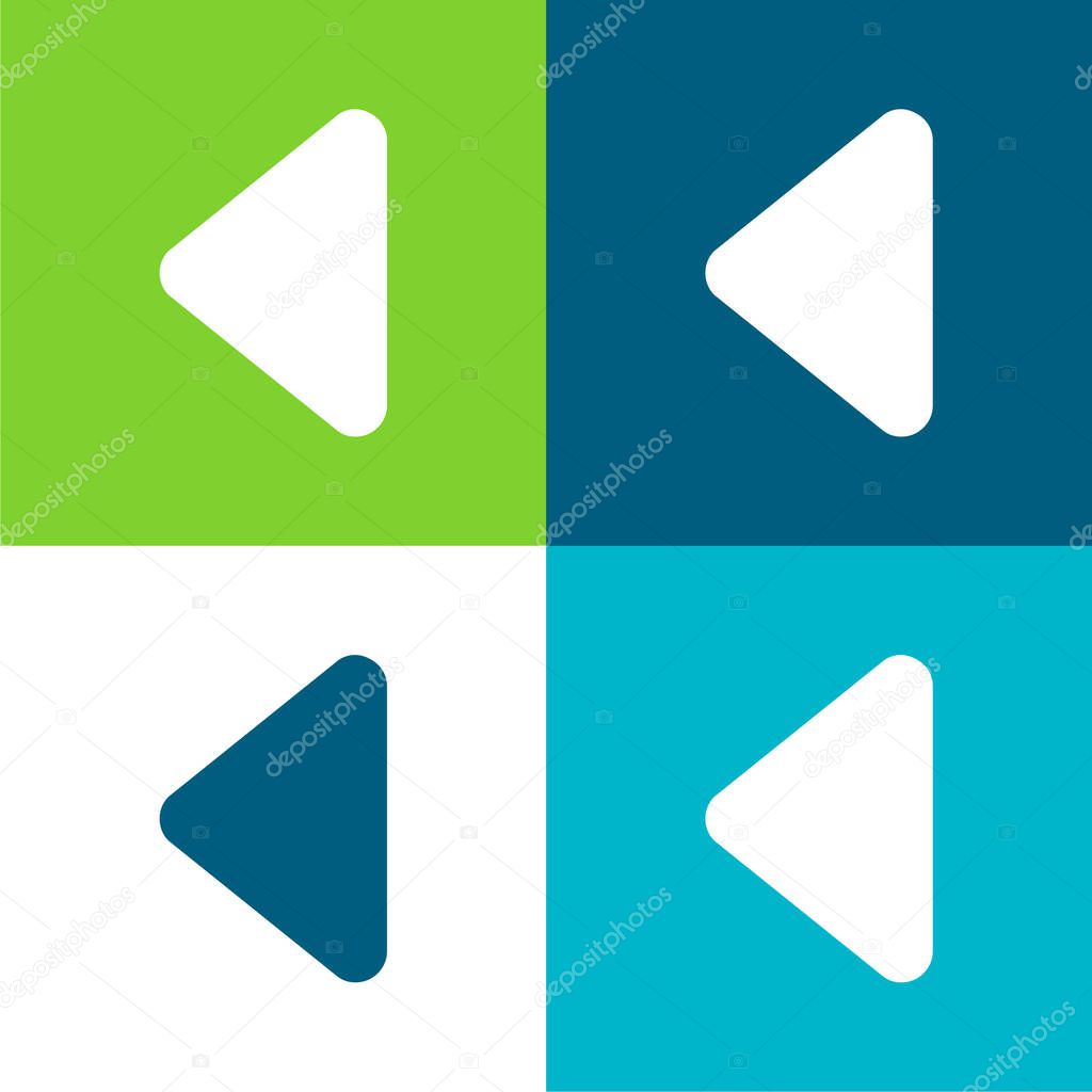 Black Triangular Arrowhead Pointing To Left Direction Flat four color minimal icon set