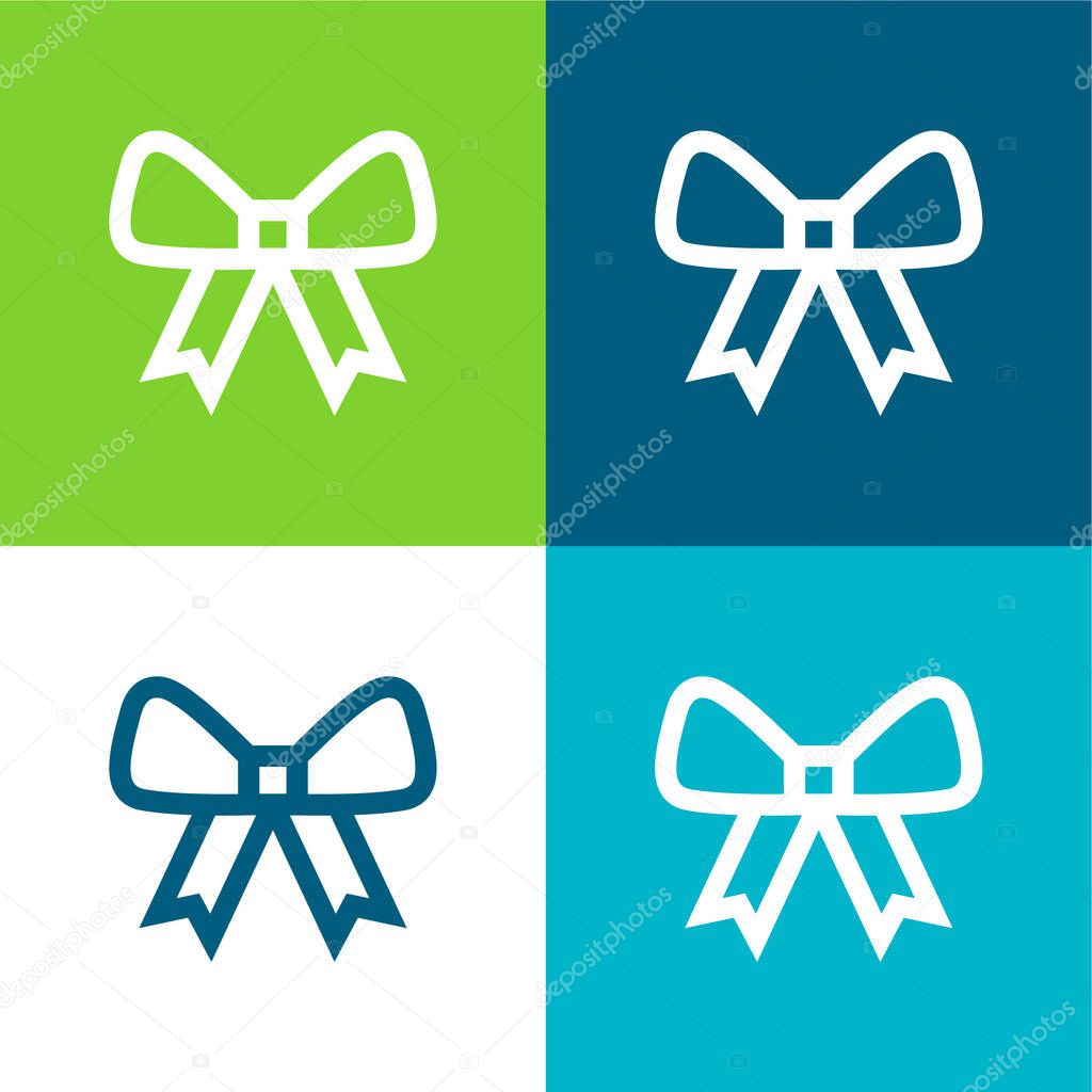 Bow Flat four color minimal icon set