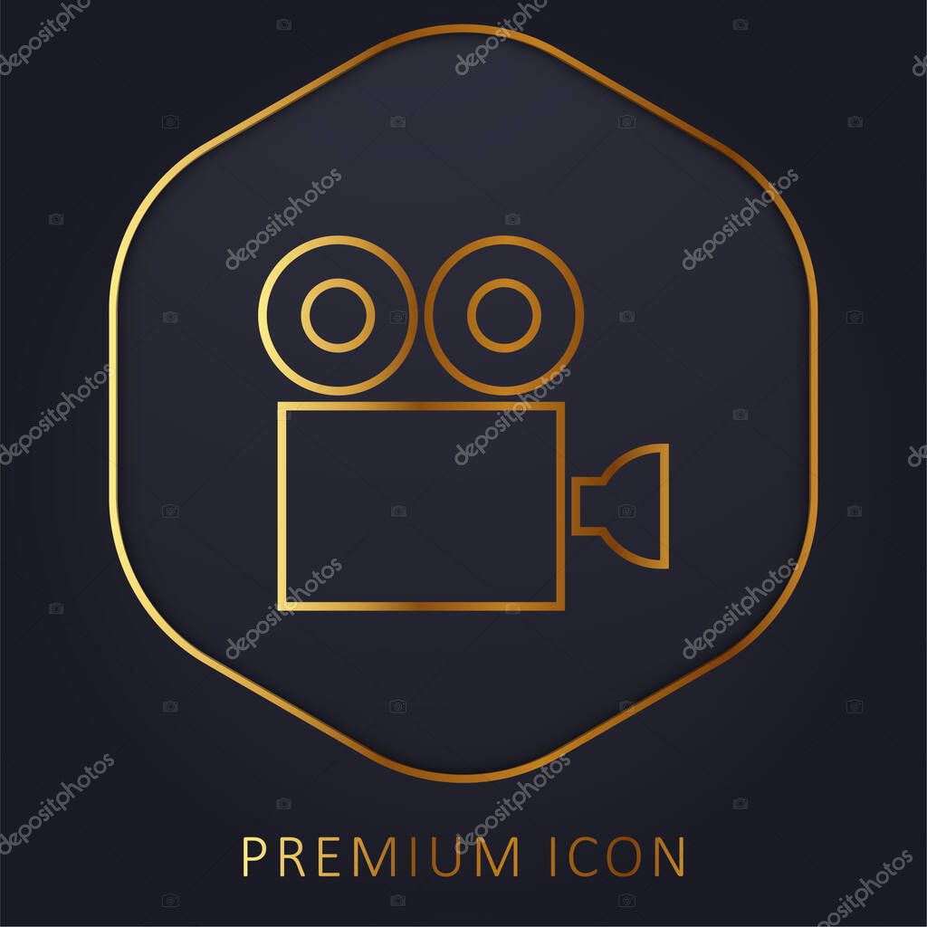 Antique Cinema Camera golden line premium logo or icon