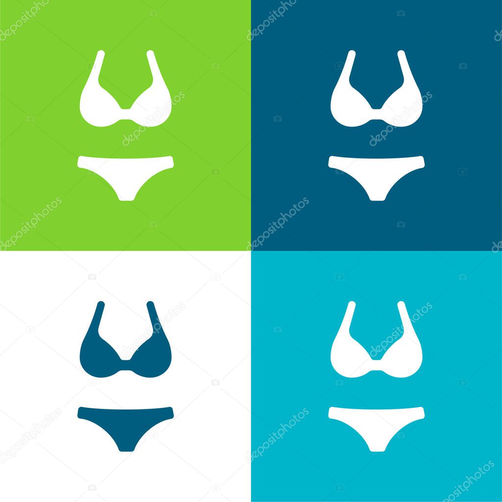 Bikini Flat four color minimal icon set