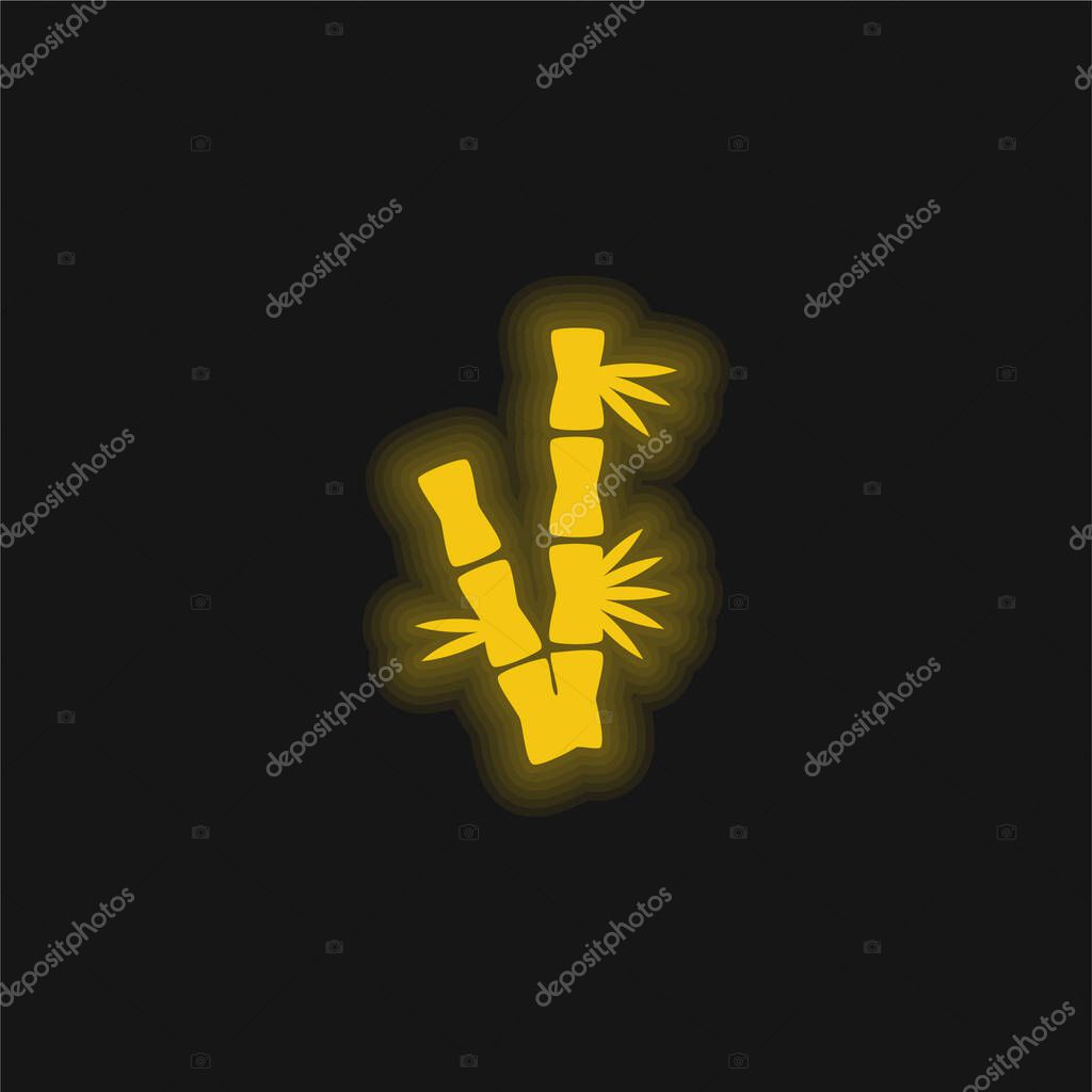 Bamboo Branches yellow glowing neon icon