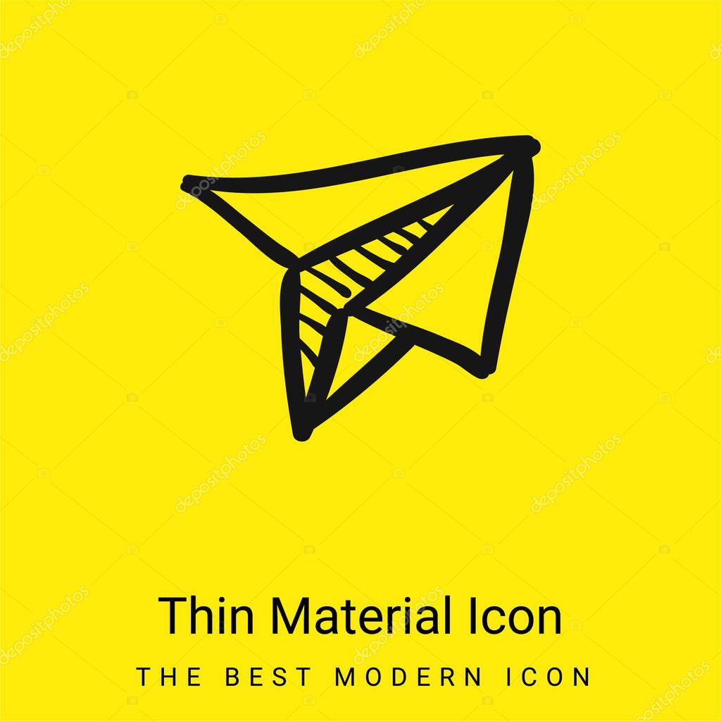 Airplane Toy Of Folded Paper minimal bright yellow material icon
