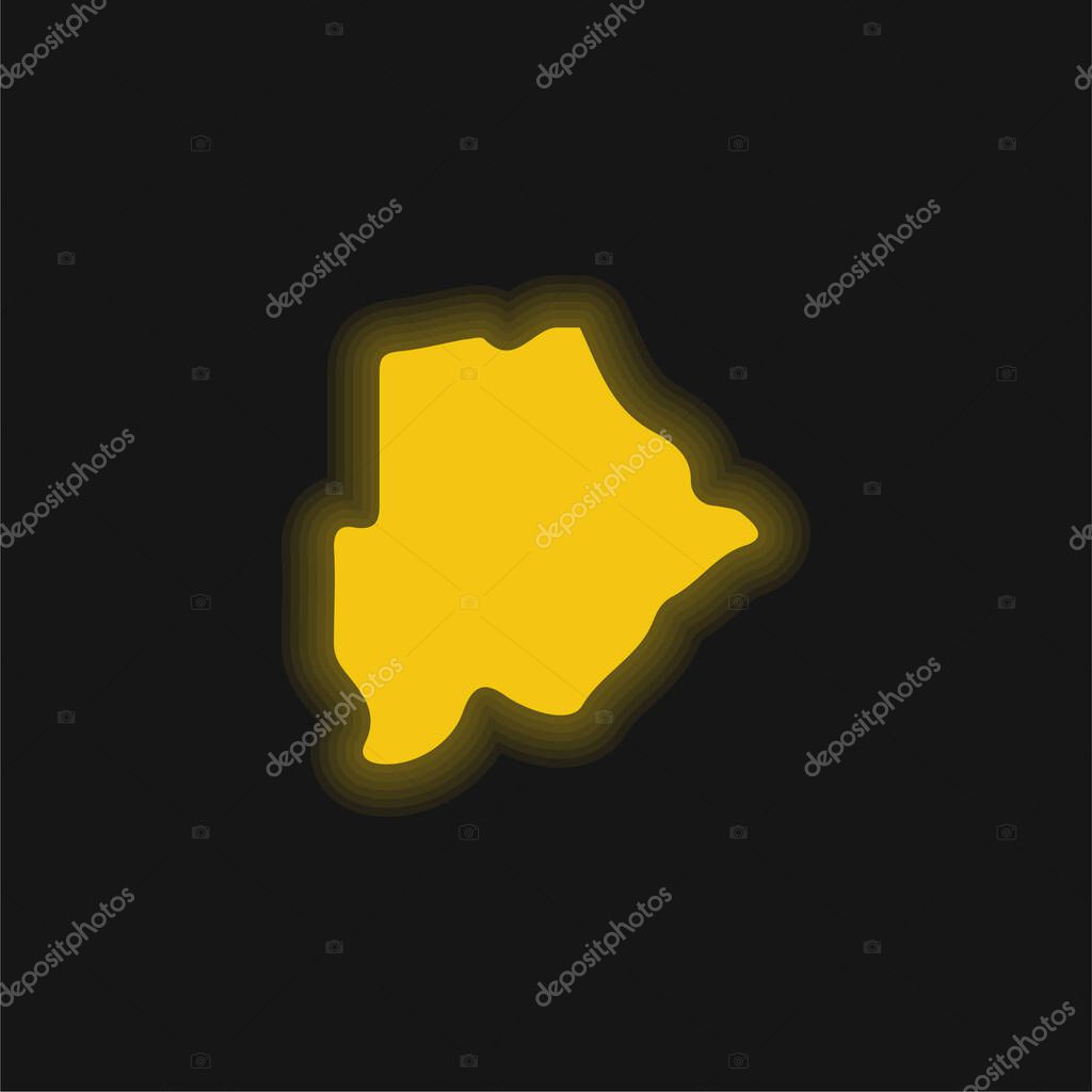 Botswana yellow glowing neon icon