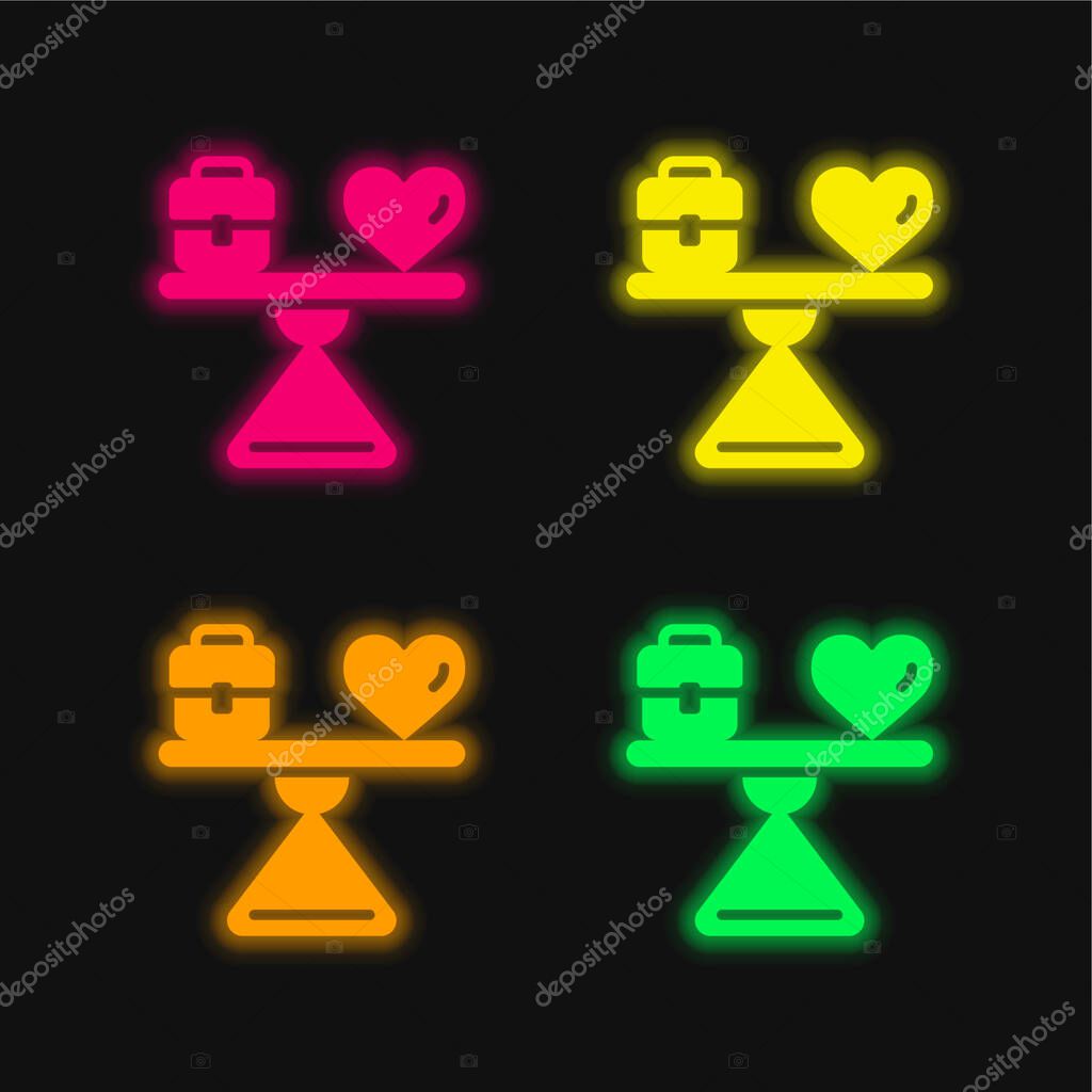 Balance four color glowing neon vector icon