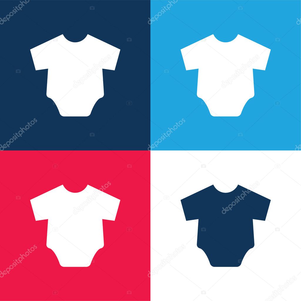Baby Clothes blue and red four color minimal icon set