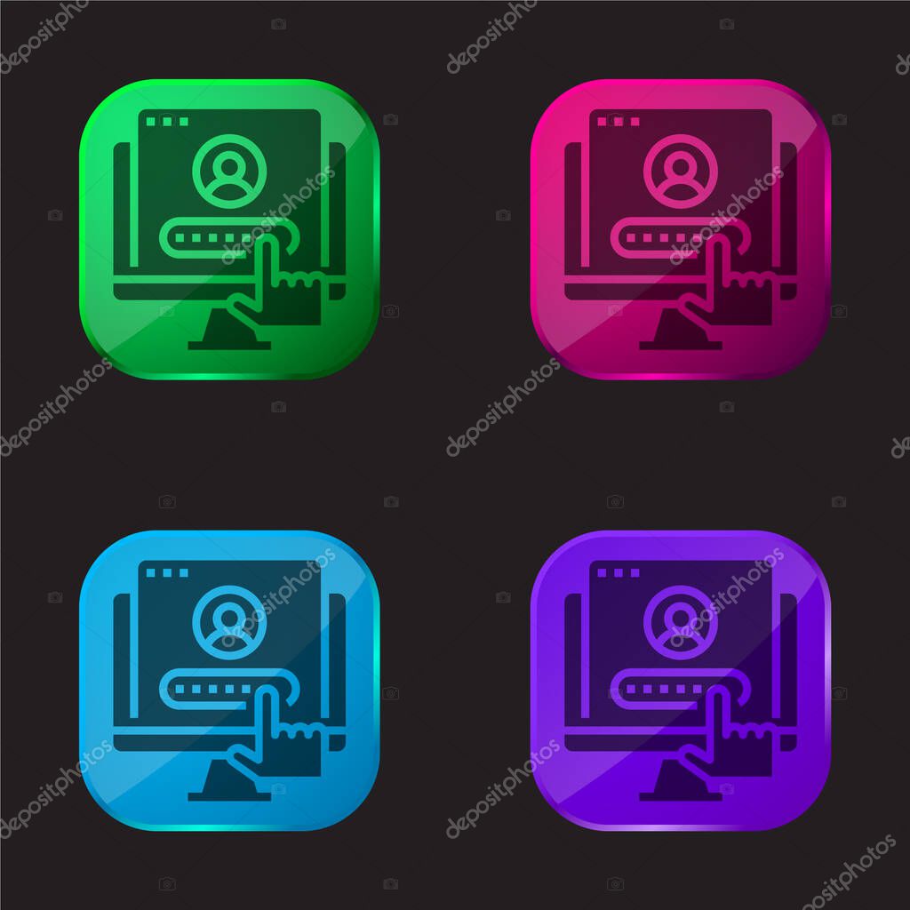 Account four color glass button icon